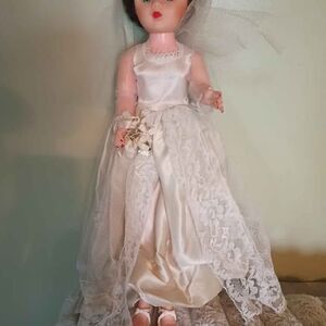 Vintage Bride Doll in Lace Wedding Gown